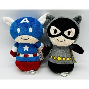 Hallmark Itty Bittys Cat Woman Captain America Plush‎ Lot of 2 Stuffed DC Comics